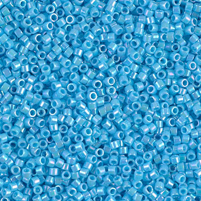 Miyuki Delica Bead 11/0 Seed Beads, Opaque Turquoise Blue AB, DB0164, 5 Grams