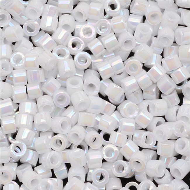 Miyuki Delica Seed Beads, 11/0 Size, 100 Gram Bulk Bag, White Pearl AB DB202