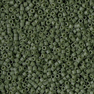 Miyuki Delica Bead 11/0 Seed Beads, Matte Opaque Glazed Avocado  , DB2291, 5 Grams