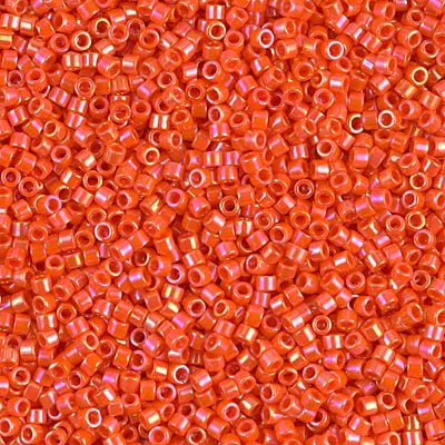 Miyuki Delica Bead 11/0 Seed Beads, Opaque Orange AB, DB0161, 5 Grams