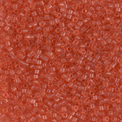 Miyuki Delica Bead 11/0 Seed Beads, Dyed Transparent Peach, DB1302, 5 Grams