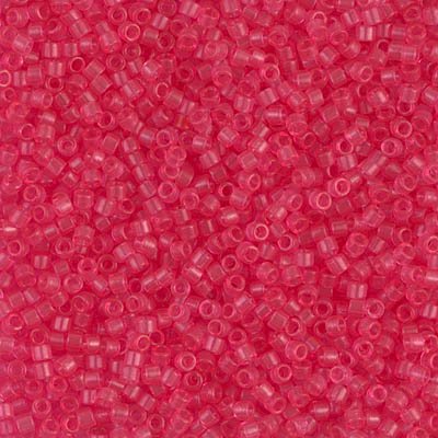 Miyuki Delica Bead 11/0 Seed Beads, Dyed Transparent Bubble Gum Pink, DB1308, 5 Grams