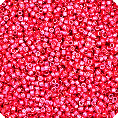 Miyuki Delica 11/0 - Duracoat Galvanized Light Cranberry DB1841 - 5.2gms Vial of Japanese Glass Beads