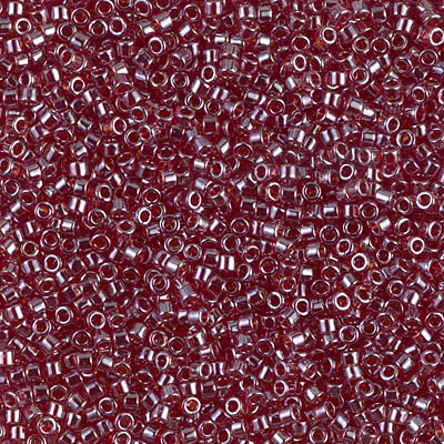 Miyuki Delica Bead 11/0 Seed Beads, Transparent Dark Cranberry Luster, DB1222, 5 Grams