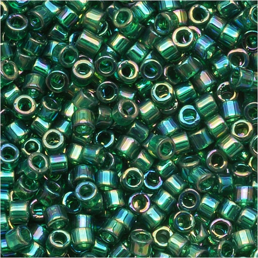 Miyuki Delica Seed Beads, 11/0, 5 Gram Bag, Transparent Emerald Green AB DB175