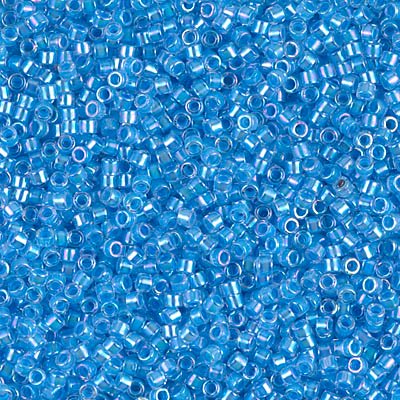 Miyuki Delica Bead 11/0 Seed Beads, Light Blue Lined Crystal AB, DB0076, 5 Grams
