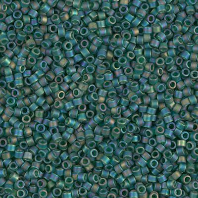 Miyuki Delica Bead 11/0 Seed Beads, Matte Transparent Dark Emerald AB, DB0859, 5 Grams