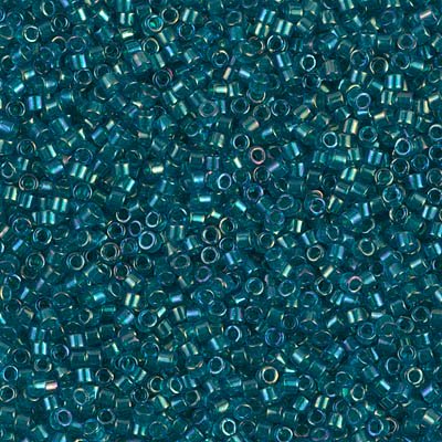 Miyuki Delica Bead 11/0 Seed Beads, Emerald Lined Aqua AB, DB1764, 5 Grams
