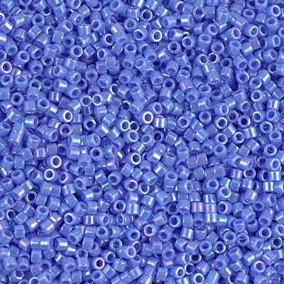 Miyuki Delica Bead 11/0 Seed Beads, Opaque Med Blue AB, DB0167, 5 Grams