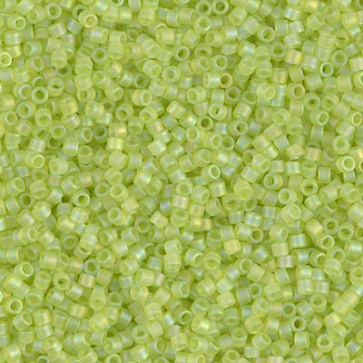 Miyuki Delica Bead 11/0 Seed Beads, Matte Transparent Chartreuse AB, DB0860, 5 Grams
