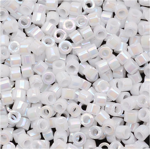 Miyuki Delica Seed Beads, 11/0 Size, 100 Gram Bulk Bag, White Pearl AB DB202